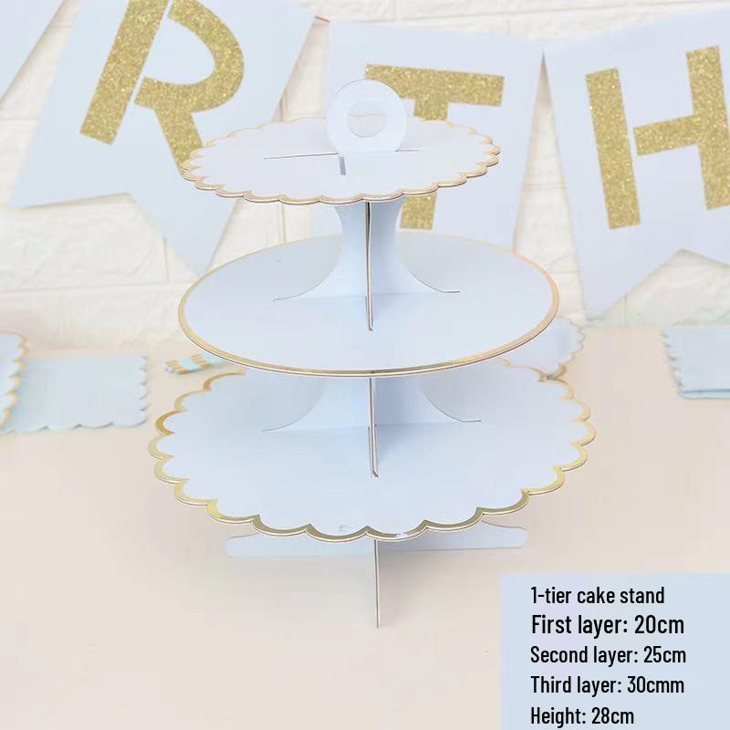Three-Tier Gold Stamping Cake Stand for Birthday Party Desserts