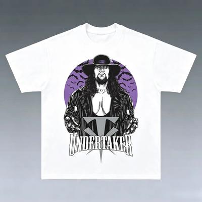 The Undertaker Vintage Bat Print T-Shirt Men Women Wrestling Legend Fan Casual Streetwear Cotton Short Sleeve Tops