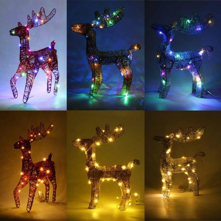 Christmas Wrought Iron Deer Figurine with Led Light Holiday New Year Party Decor
