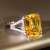 CAOSHI Dazzling Charming Big Yellow Cubic Zirconia Square Rings Fashionable CopperColor Brides Wedding Jewelry Accessories