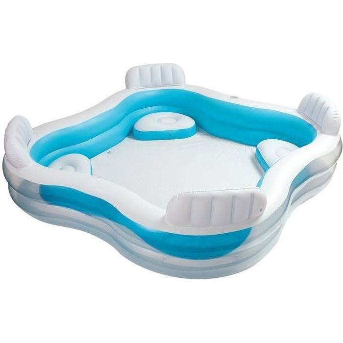 Piscine familiale - INTEX - 229x229x66 cm - 762 litres - Autoportante - 4 sièges intégrés