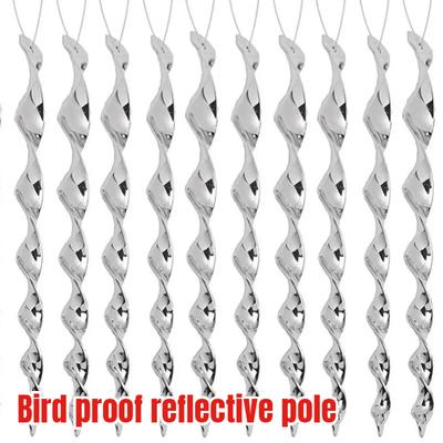 Lot de 16 tiges réfléchissantes anti-oiseaux de 30 cm pour effrayer les oiseaux, répulsif à vent en spirale, tige rotative à suspendre, ornements pour décoration de jardin de maison