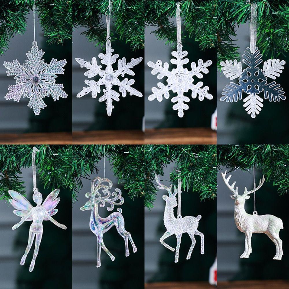 Fashion Acrylic Christmas Crystal Pendants Crystal Transparent Christmas Tree Ornaments DIY Snowflake Crystal Hanging Home