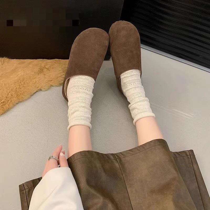 Retro Baotou Boken Shoes and Slippers for Women, New Soft-soled Casual Lazy Shoes, Wearing Half Slippers on The Outside