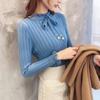 Women Autumn Winter Solid Color Slim Long-Sleeved High Collar Slim Bottom Knit Sweater