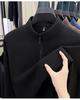 Men's Double-Sided German Fleece Hoodie with Half-High Collar, Zipper, Autumn/Winter Fashionable Outerwear.