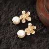 Fashion Exquisite Simple Holiday Style Flower Pearl Earrings Summer Light Luxury Simple High Sense Fairy Earrings