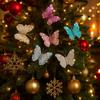 Glitter Christmas Butterflies Ornaments Artificial Sparkling Simulation Butterfly with Clip Colorful Christmas Tree Decorations