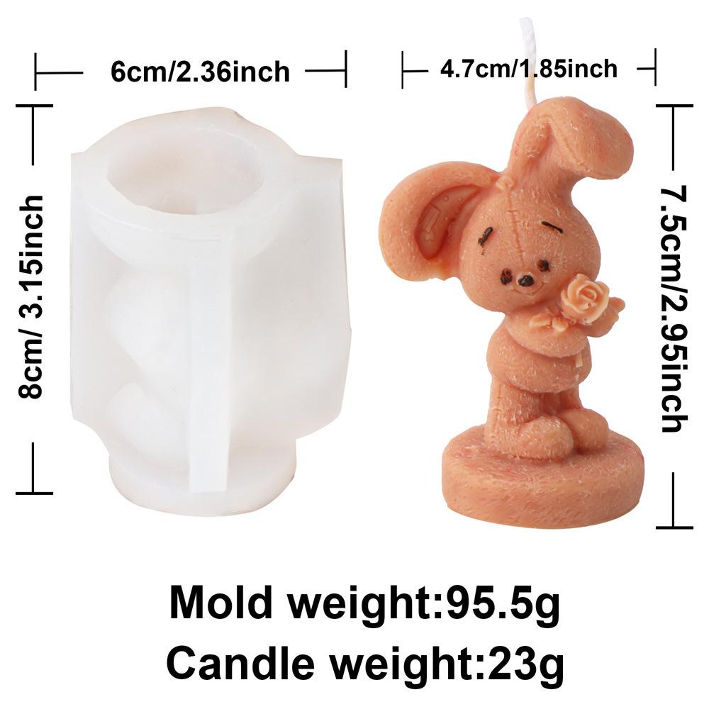 Standing Basketball Rabbit Candle Mold 3D Rabbit Family Size Holding Flower Fragrance Easter Animal Cake Baking Tools Home Gifts