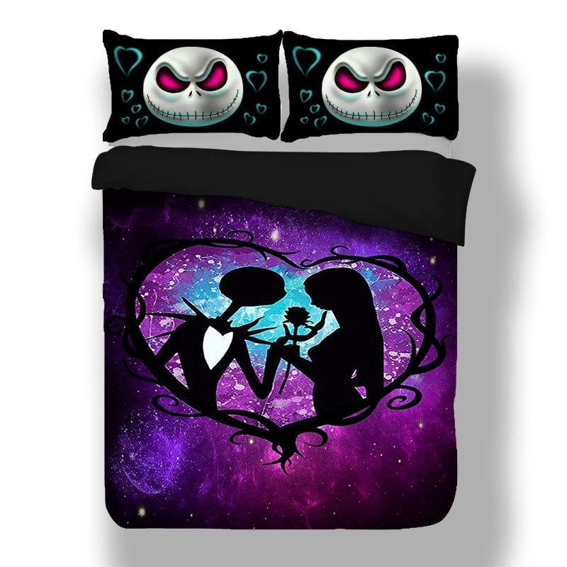 Luxurious Nightmare Before Christmas Duvet Cover With Pillow Cases Bedding Set