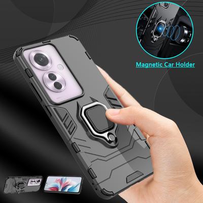 For OPPO Reno 11 F 5G Case Shockproof Armor Metal Ring Phone Case For Reno 11 F 2024 CPH2603 6.7" Car Magnetic Holder Back Cover