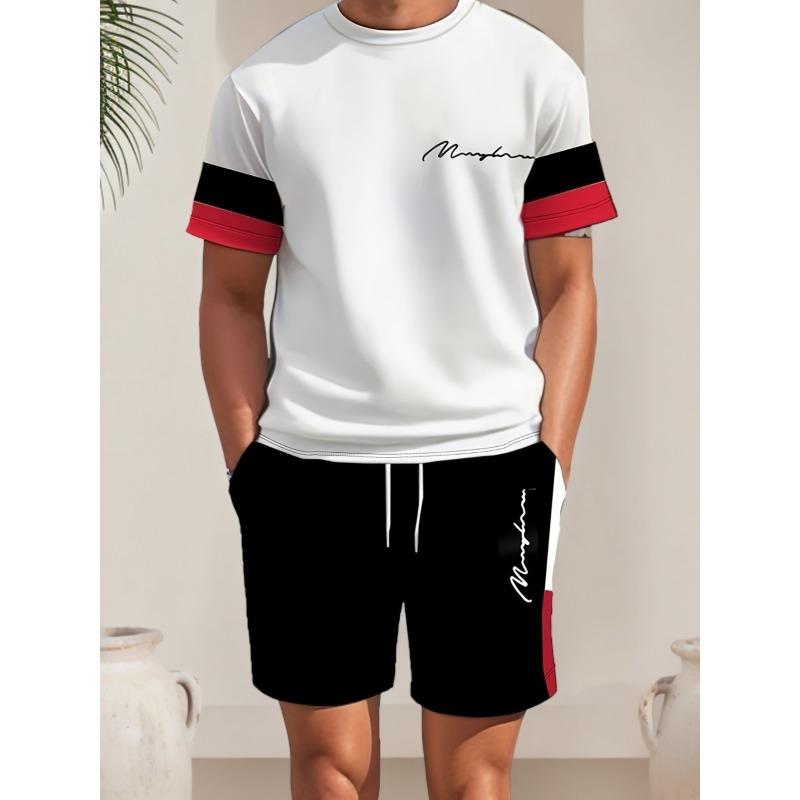 

Summer Versatile Men s Casual Fashionable Comfortable Loose Fitting Short Sleeved Two-piece Sport Wear 6XL