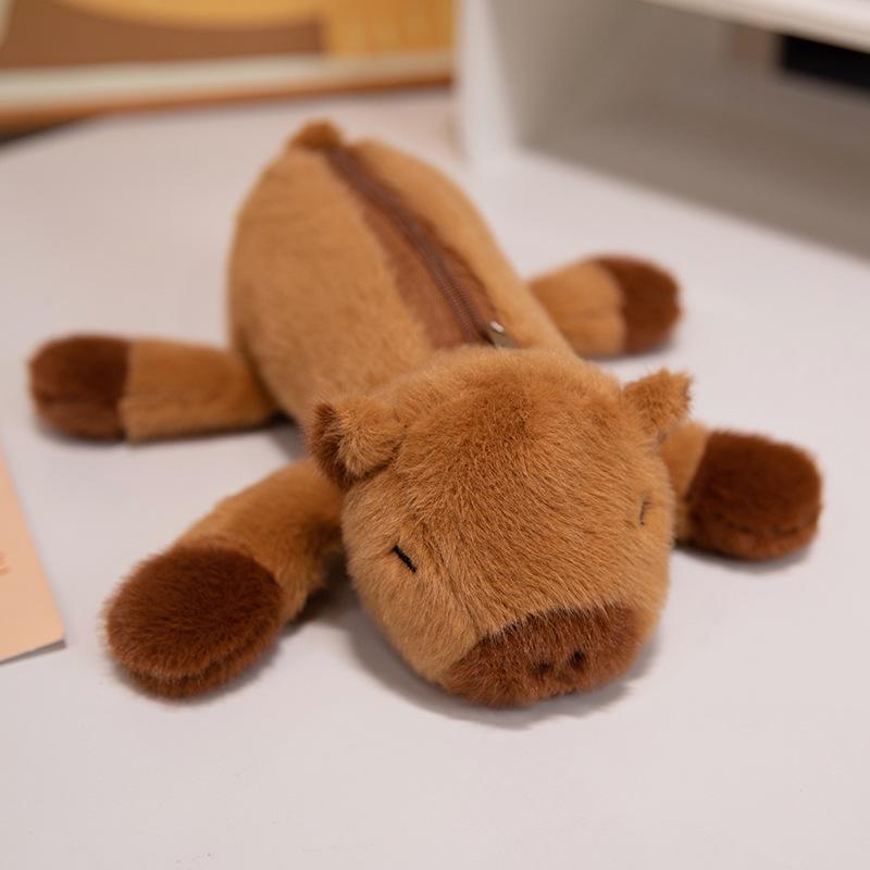 Cute Capybara Plush Pencil Case - High-Value Stationery Storage Bag for Students and Office Use