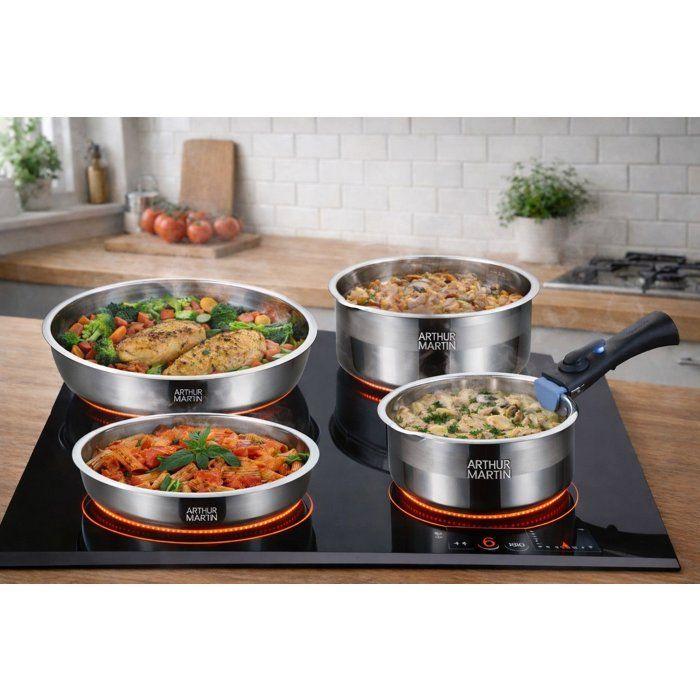 Cookware - AM3220 - All Hobs Including Induction - ARTHUR MARTIN - PFOA/PFAS Free - 18/10 Stainless Steel - 11 Pieces