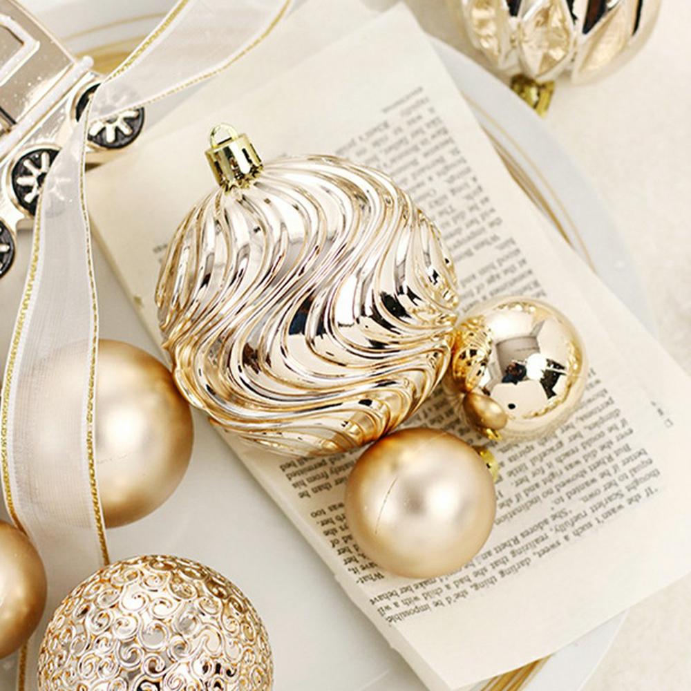 65Pcs/Set Christmas Tree Ornaments Painted Ball Set Decorative Hanging Baubles for Holiday Gift