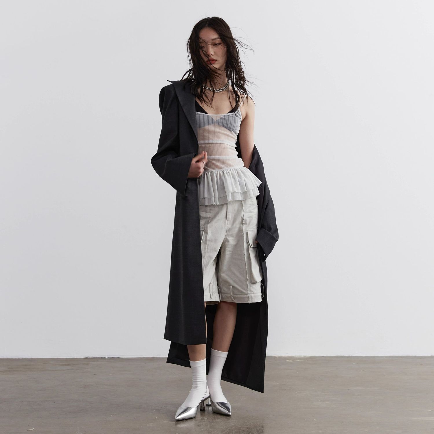 

See Through The Vest Crop Sexy Top Stacked Ruffled Short Camisole XL