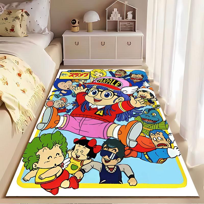 Colorful Dr. Slump Cartoon Design suitable as a non-slip mat for the living room or bedroom sofa