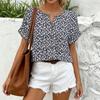 Women's Short Sleeve Pullover Top Floral Print Button Detail Casual Loose Fit Lightweight Blouse for Spring Summer Autumn