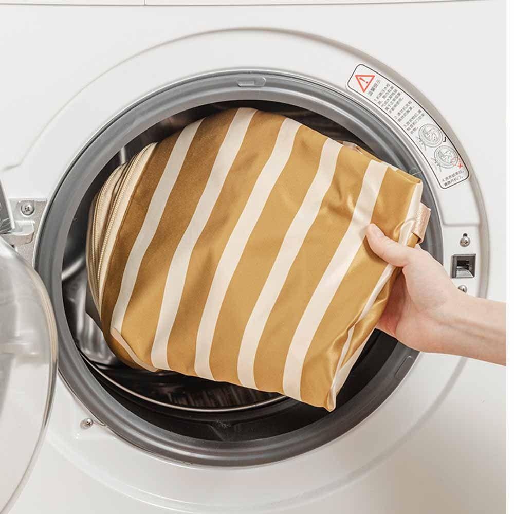 Large Capacity Cylinder Quilt Storage Bag Striped Pattern Luggage Moving Bag Bedroom