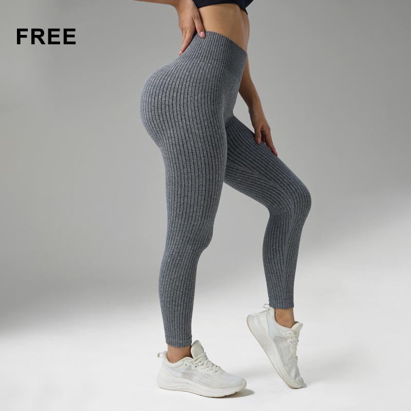 Europeiska & Amerikanska Högmidjade Randiga Yoga Byxor med Magekontroll - Dam Fitness & Löpning Leggings