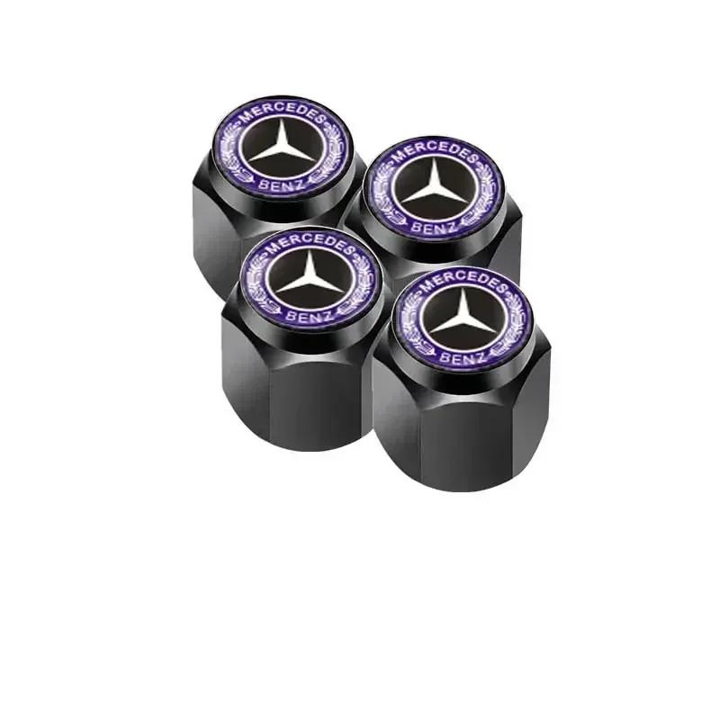 C200 E200 New 2025 For Mercedes Benz 4pcs Alloy Car Wheel Stem Air Valve Cap Tire Dust Cover Accessory For Mercedes Benz W222 W2