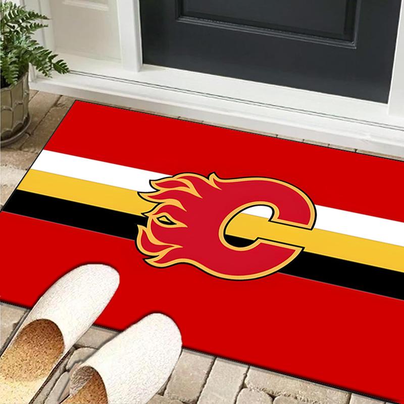 Calgary Flames Area Rug Suitable for Indoor And Outdoor,Carpets for Playroom, Homes, Offices, Living Rooms,Home Decor,Christmas Fan Gift