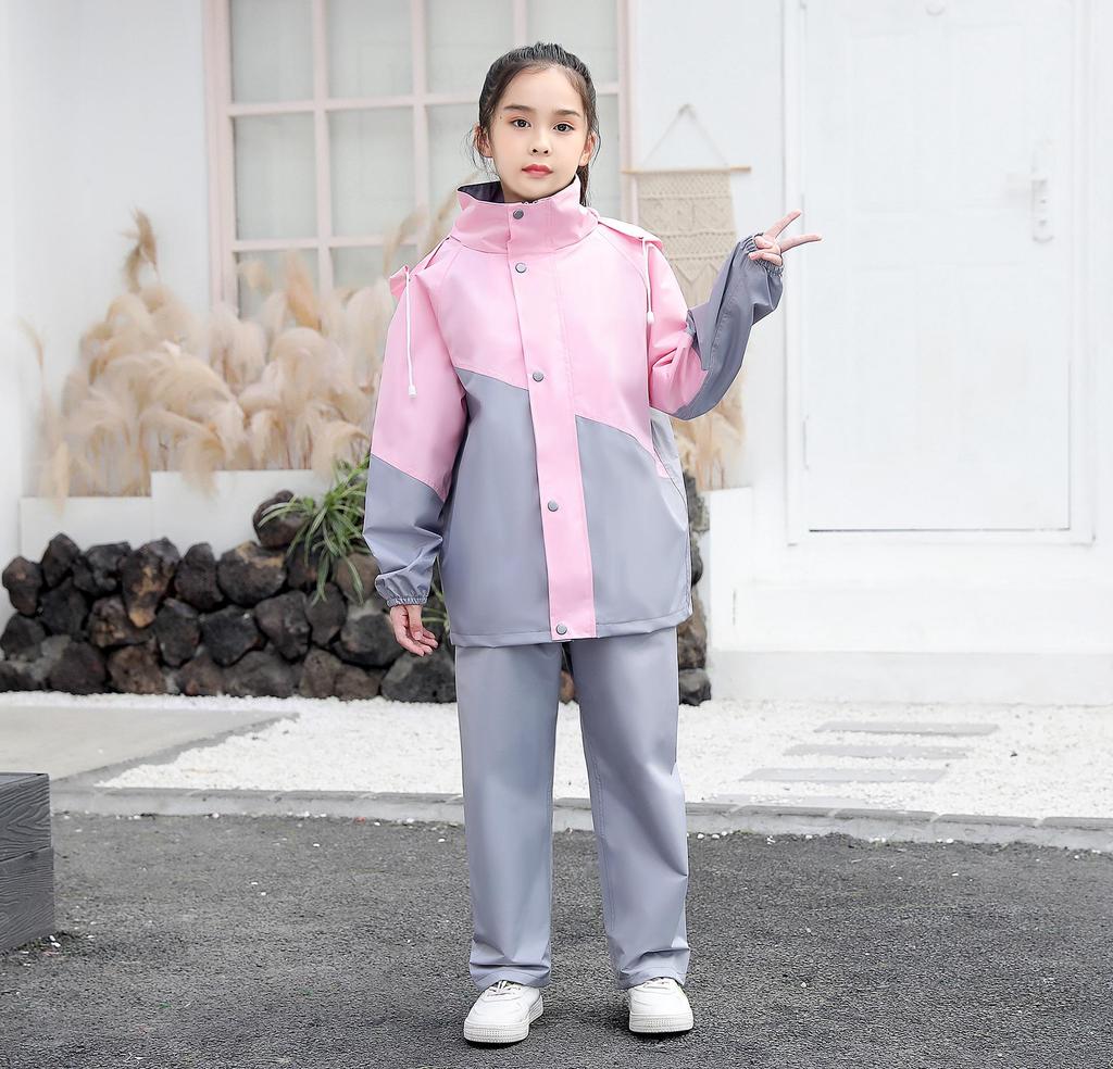 Kid's Raincoat & Pants Set with Large Brim and Backpack Slot for Boys and Girls