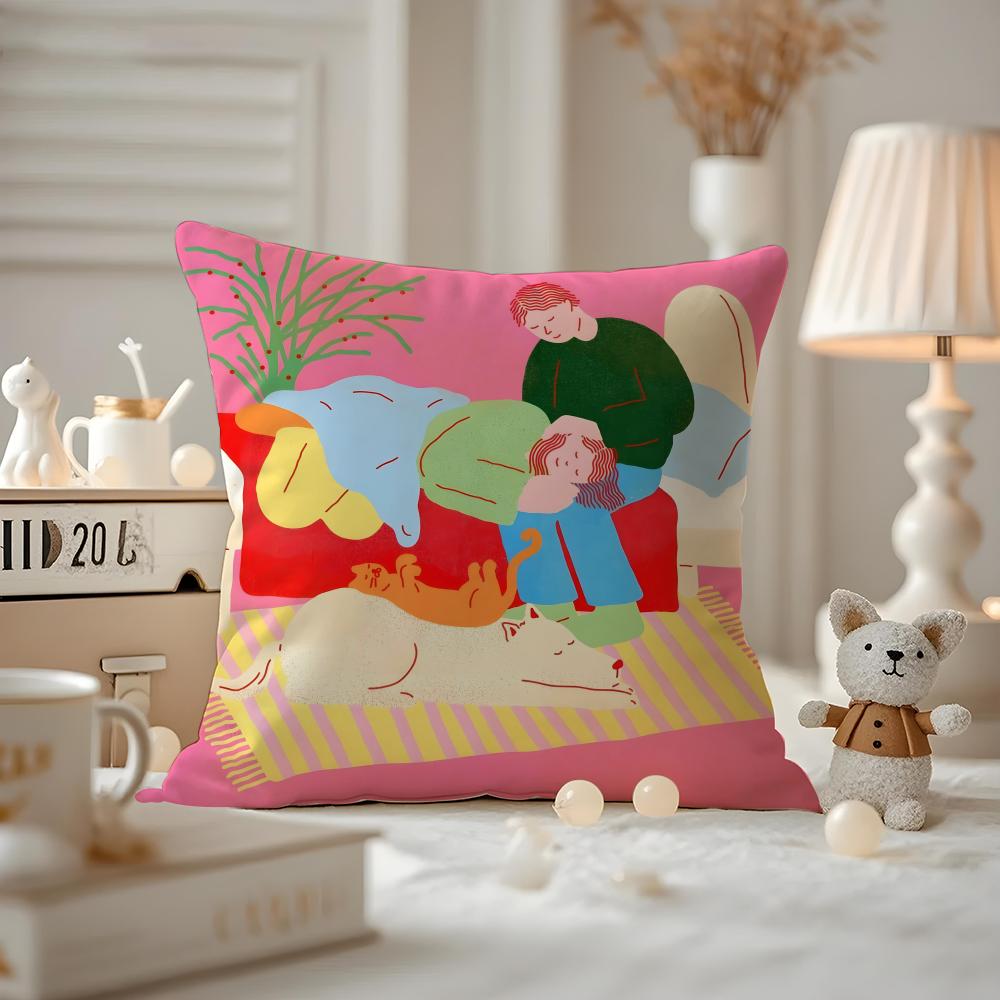 Love And Relationships In Everyday Life Cushion Cover Pattern Printed Pillowcase For Living Room Sofa Cushion Cover & Bedroom De
