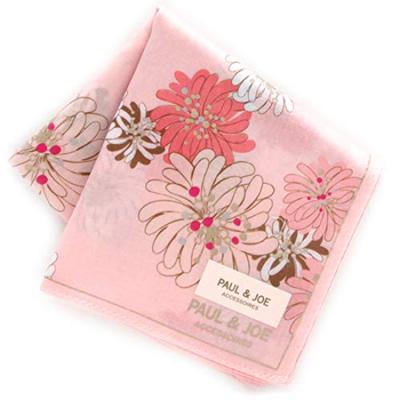 PAUL JOE ACCESSOIRES Handkerchief X Coral Pink Cotton Approximately Floral Print Large Size & Women's (Pink / 100% / 50cm) (107020-9202-01)
