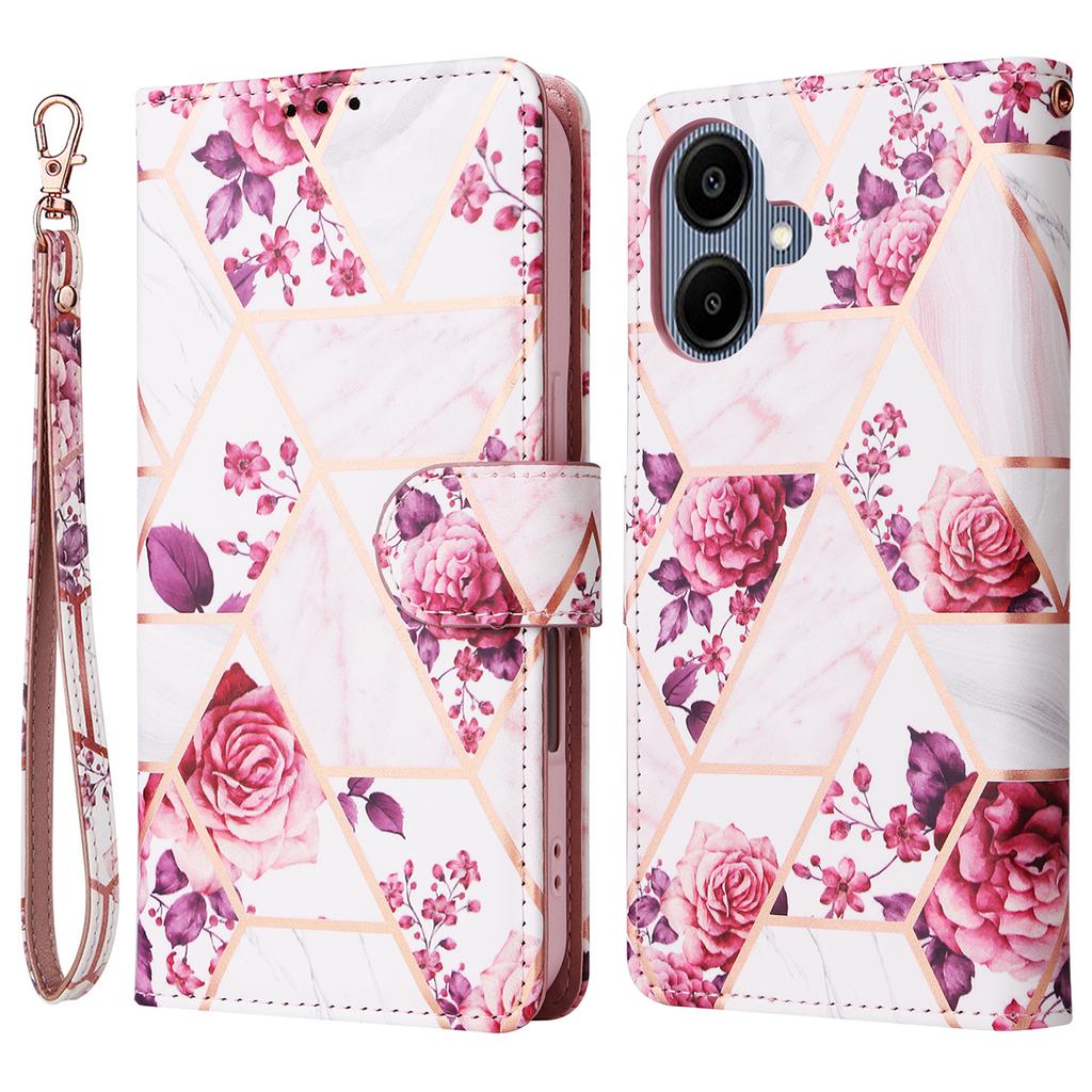 For Samsung Galaxy A06 4G Case Lacquered Marble Pattern Leather Phone Cover