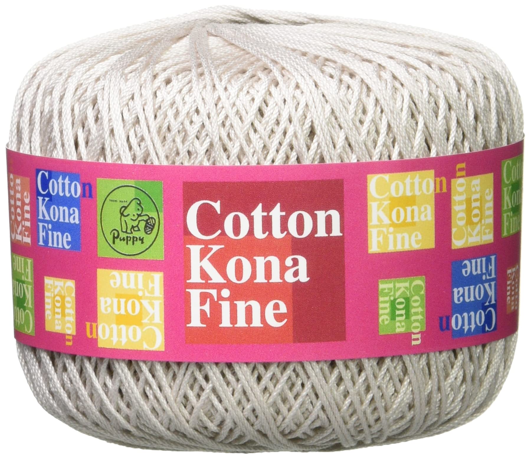 

Puppy Cotton Kona Fine Fine Set of 10000477 Yarn, Col.338, Gray, 25g, Approx. 105m, 5,