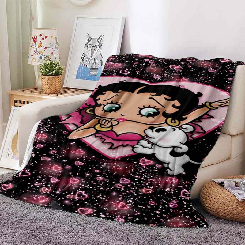 2026 New Model Cartoon B-Bettyy-Boopp Blanket Flannel Sofa Bed Warm Plush Office Comfortable Portable Gift Picnic Blanket