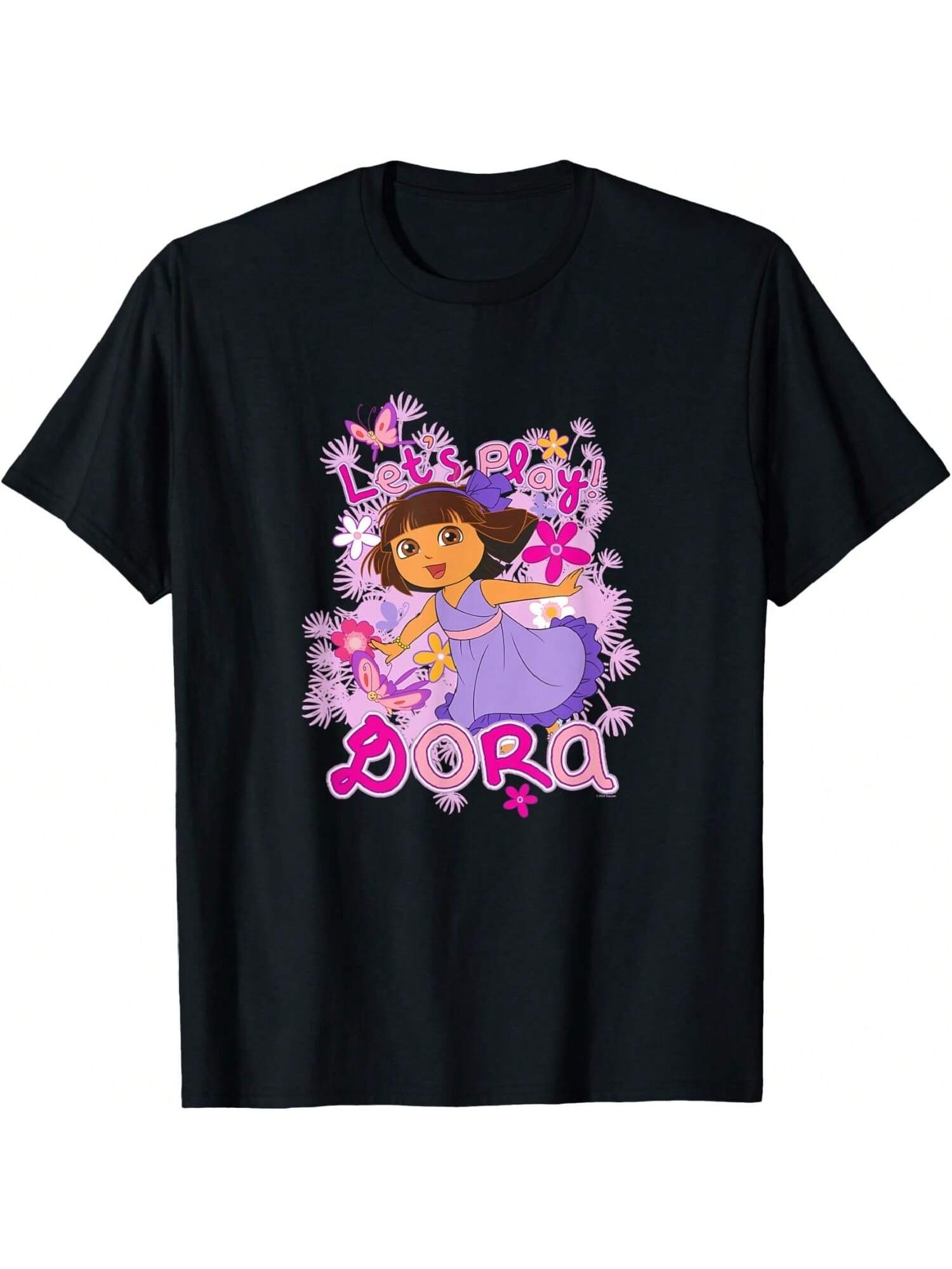 

Camiseta de mujer de algodón _Dora y Boots Vamos a Explorar_, de algodón puro, de alta calidad, con estampado duradero y de moda para uso casual XXXXXL чёрный