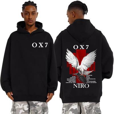 Rapper Niro OX7 Album Graphics Hoodies Men Women Clothing Fashion Long Sleeve Tops Sweatshirt Casual Oversized Hoodie Streetwear