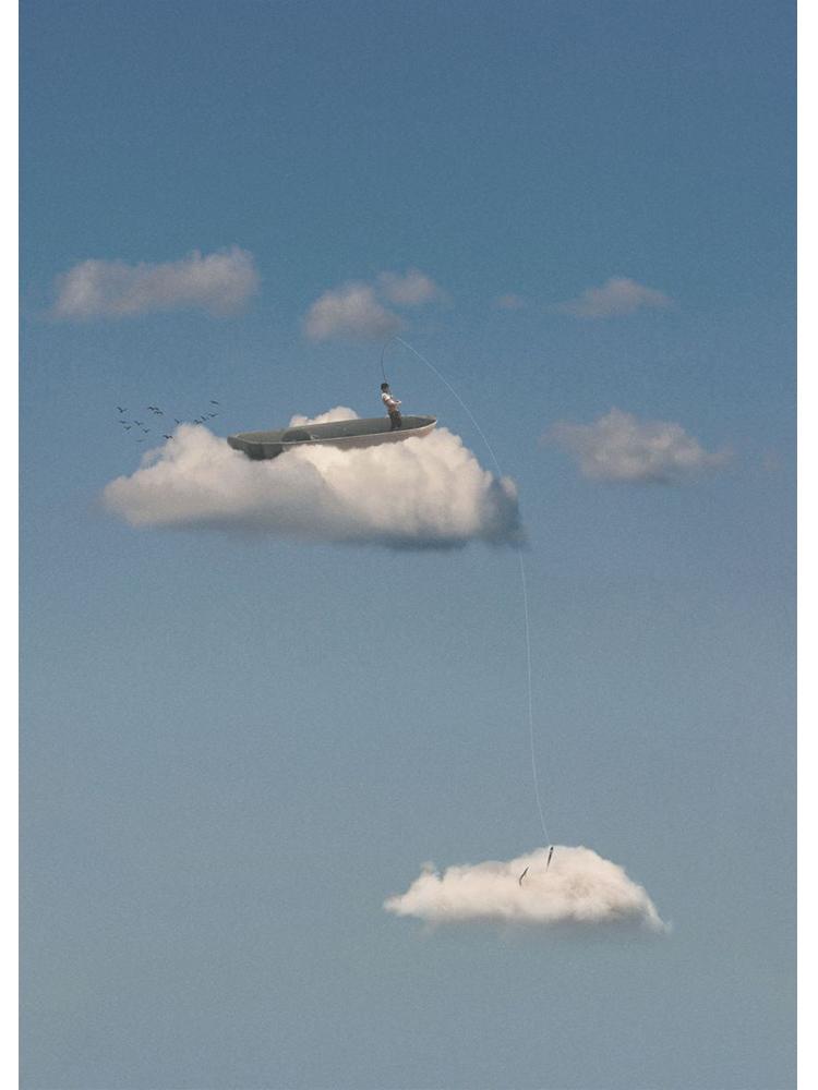 Vintage Future Imagination Sky Cloud Plakáty Obraz na plátně Legrační obraz na zeď pro moderní obývací pokoj Domácí dekorace