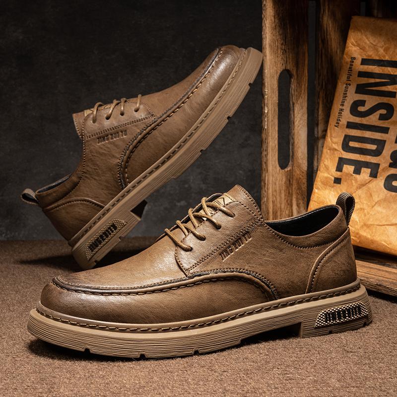 Fashion Hot Sale Mens Leather Casual Shoes Soft Sole Lace-up Man Oxford Shoes Lightweight Loafers Shoes Versatile Outdoor Male Sneakers