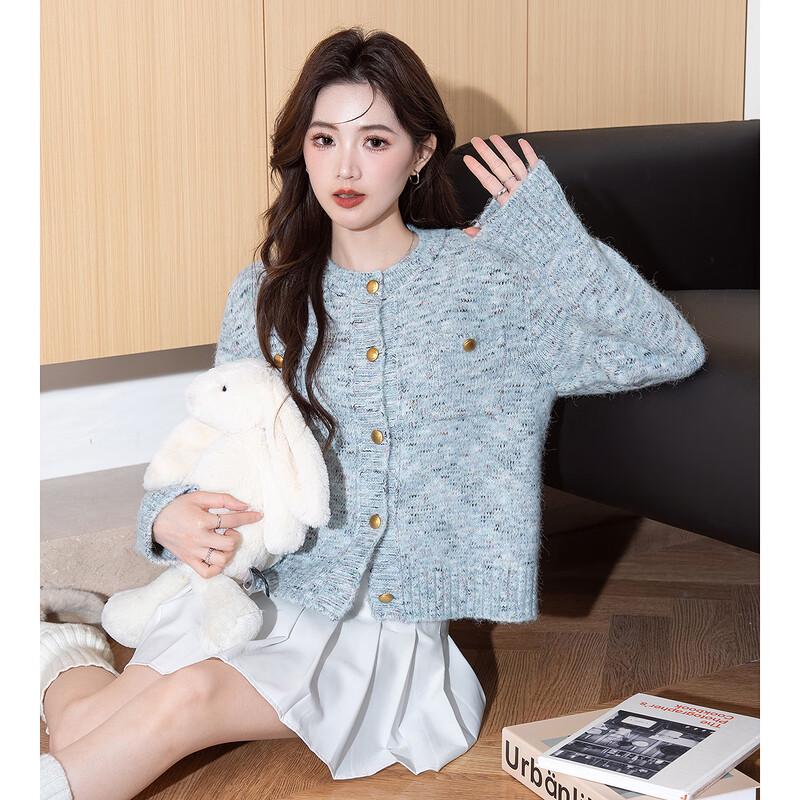 TonLion Women's Elegant Chic Round Neck Cardigan