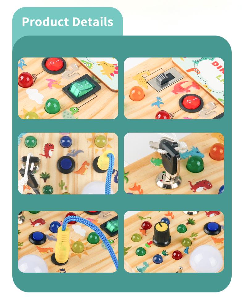 Children's LED Light Wooden Busy Board: Interactive Early Education Toy