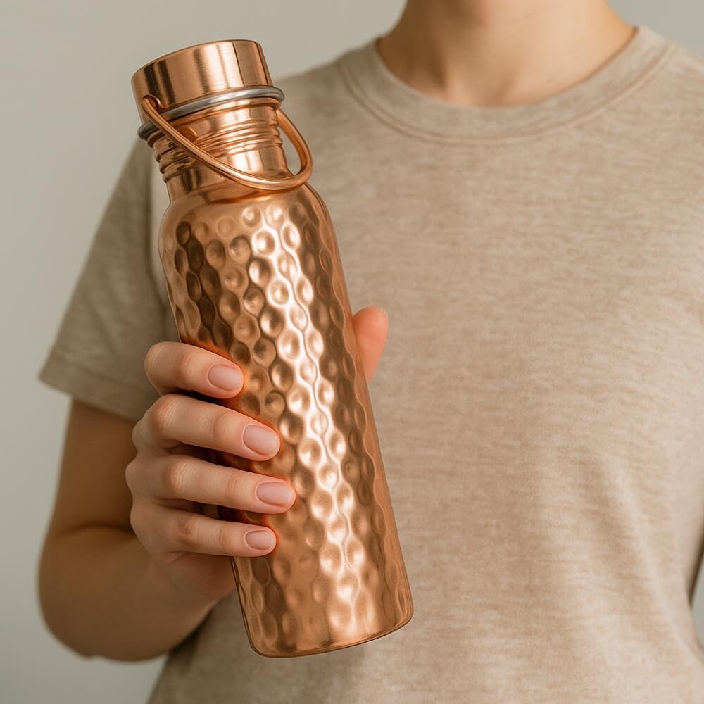 Safe Domestic Shipping. Copper Water Bottle, 600ml, Healthy, Ionized Water Bottle, Unplated, Made In India, Pure Copper, Authentic.
