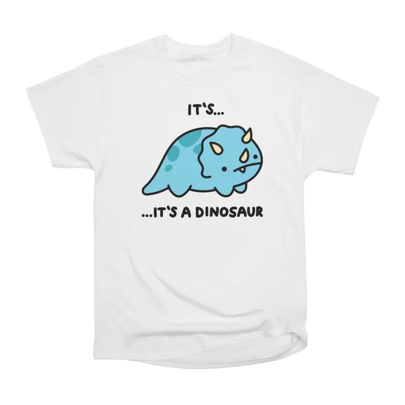 Men Casual Shirts Short Sleeves DINOSAUR White Tees Oversized T-shirts S