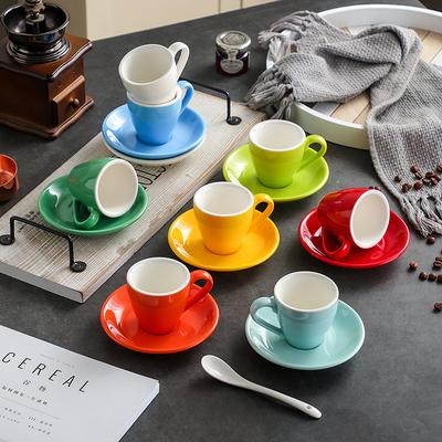 80ml Keramik Espresso Tasse Zarte Mini Tasse mit Untertasse Macaron Bunt Frühstück Brot Milch Tasse Heim Büro Tasse Kunst Dekoration