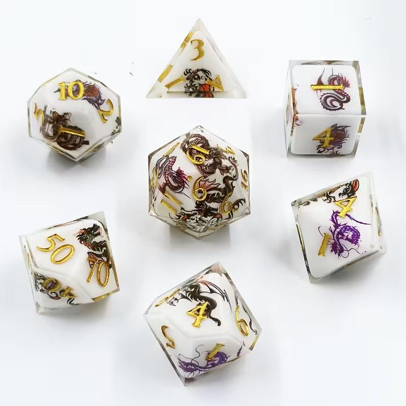 Harz Würfel Scharfes 7-teiliges Set Abziehbild Würfel in Würfeln Sulu Run Dungeons & Dragons Brettspiel D20 Würfel