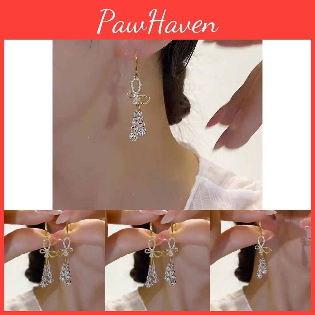 Premium Quality Alloy Butterfly Crystal Tassel Earrings Trendy And Chic Fashionable Fall 2023 Collection Cold And Subtle Style
