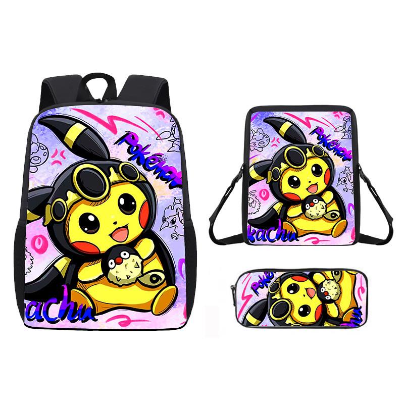 Pikachu Pokmon Kids School Backpack Set With Waterproof Oxford Fabric For Elementary Students