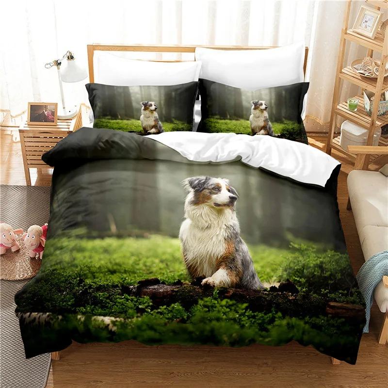Set Copripiumino Pastore Tedesco Set King/Queen Size Cane di Razza Animale Set Biancheria da Letto Bambini Cane Carino Cucciolo Copripiumino