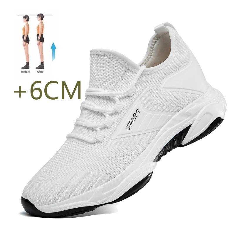 

Летние мужские кроссовки Обувь на платформе Дышащая Повседневная Скрытые каблуки 6 см Обувь для увеличения роста Дышащая сетчатая обувь Выше Мужчина 43 белый