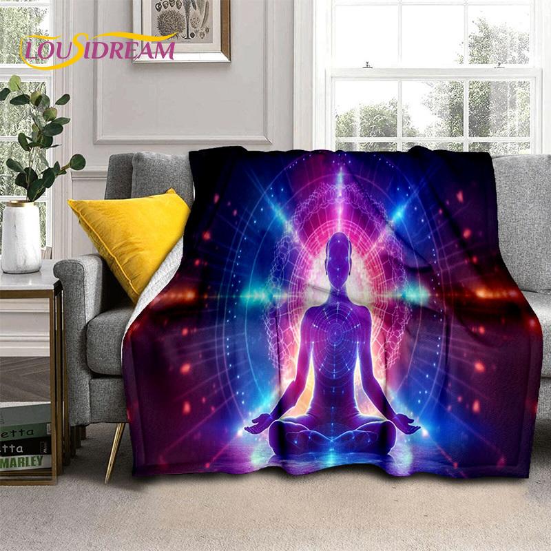 3D Yoga Meditation Rainbow 7 Chakra HD Soft Flannel Blankets,Throw Blanket Comfortable Blanket for Picnic Beds Home Bedroom Gift