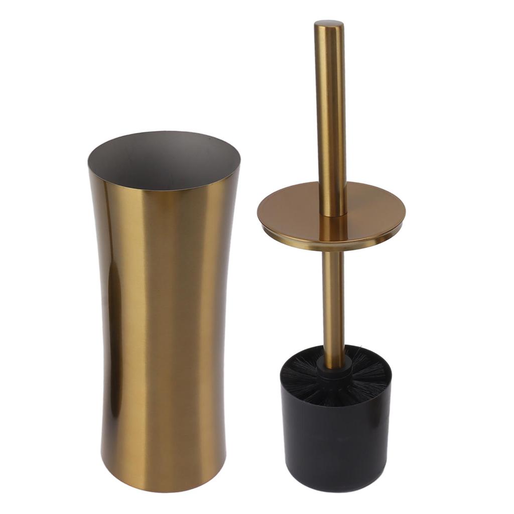 Household Toilet Brush Kit Bathroom Stainless Steel Golden Toilet Brush with Brush Holder Small