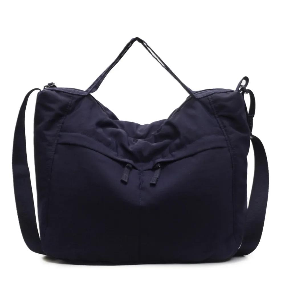 Solid Nylon Totes Bag Versatile Large Capacity Overlarge Drawsting Bag Light Weight Casual Women's Commutting