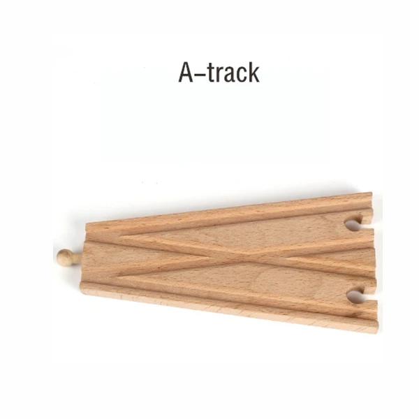 DIY Children Wooden Train Rail Track Accessories Toy Cross Track Railway Toys Compatible All Track for Kids Boys & Girls Gifts